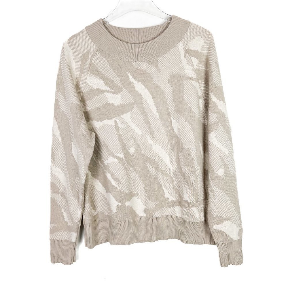 Athleta Jacquard Textured Crew Sweater Merino Wool Size Medium M EUC L2377